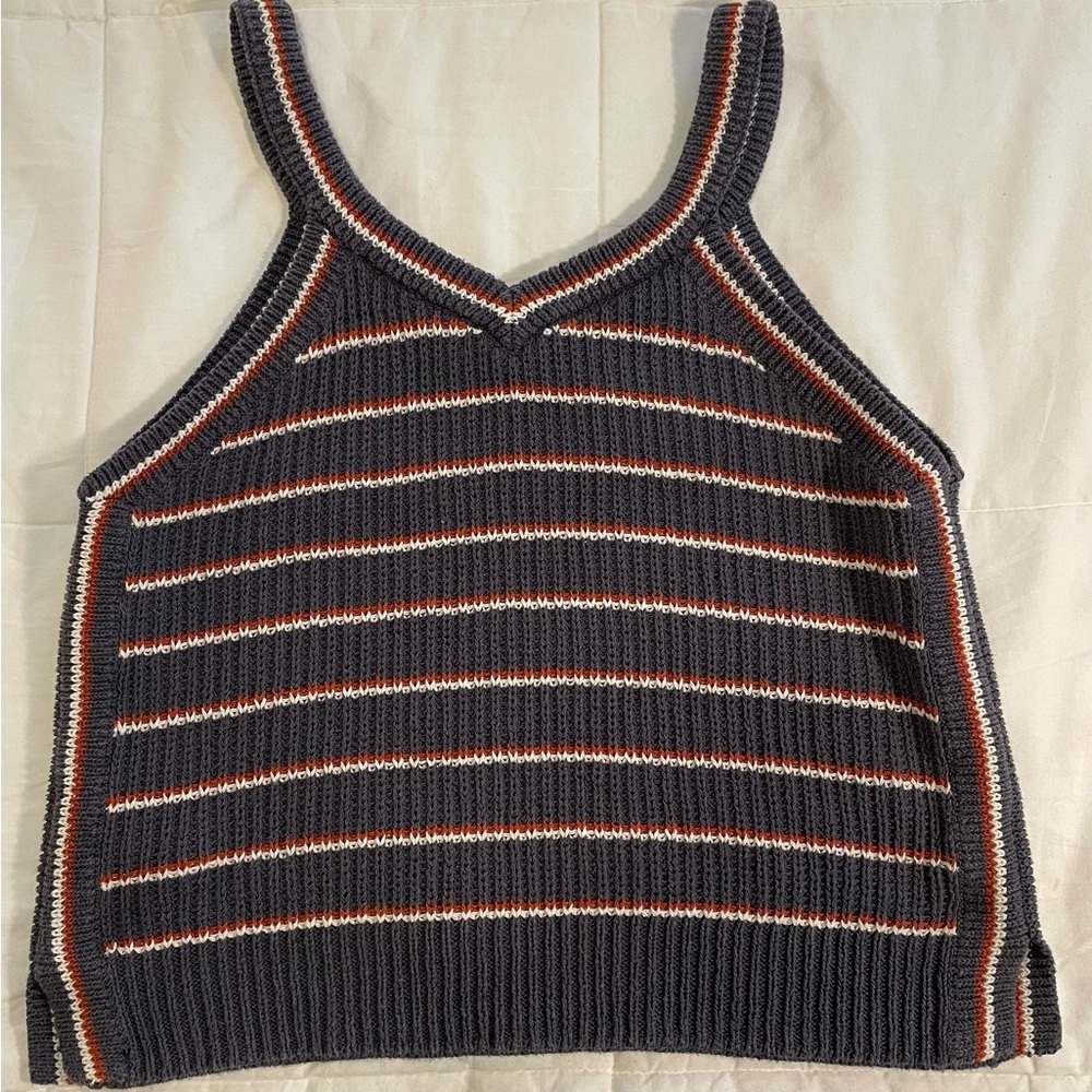Madewell Blue Gray and Red Sweater Tank - Picture 4 of 4
